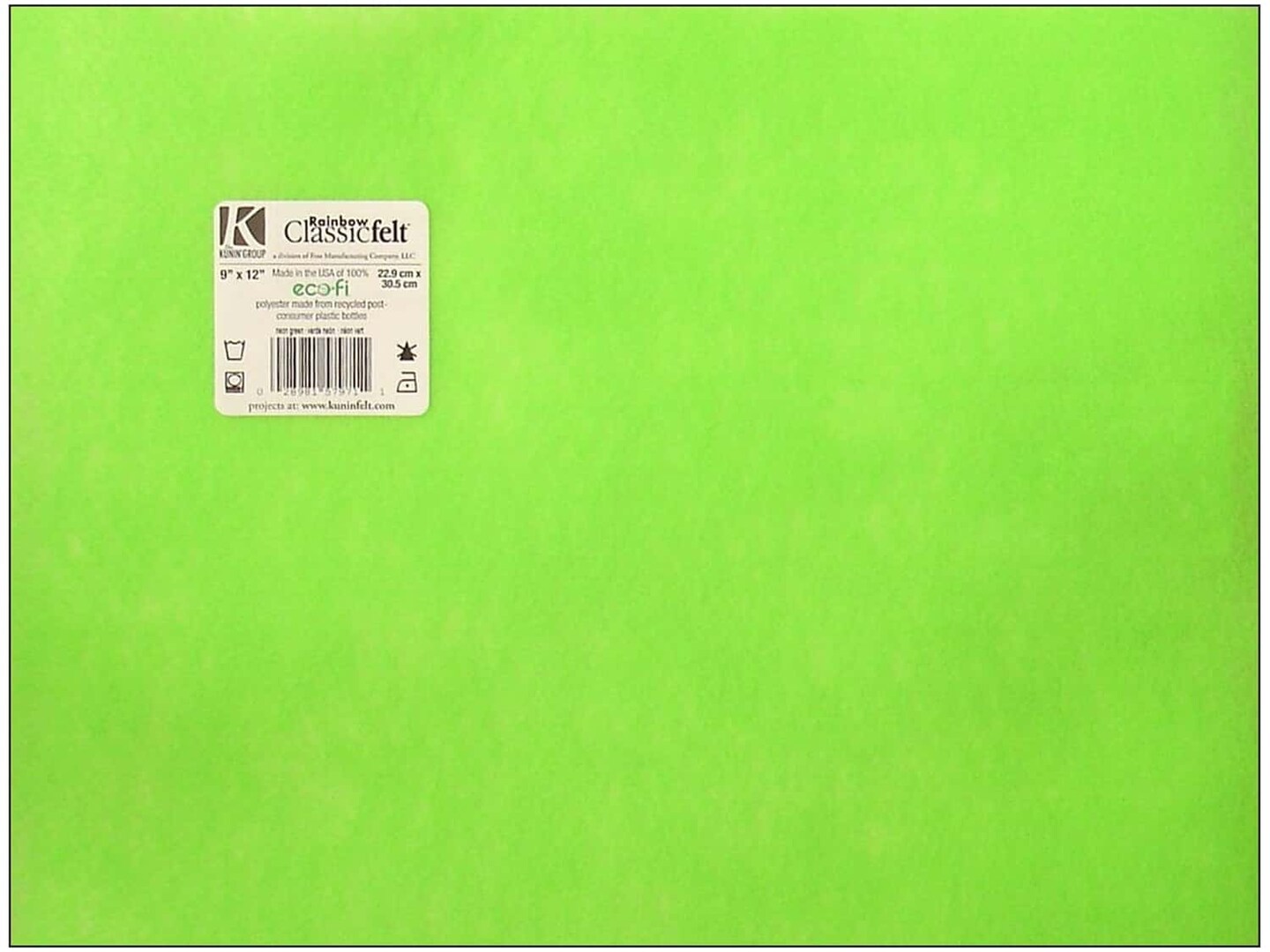 Kunin Classic Felt Sheets - 9 x 12 in. - Neon Green