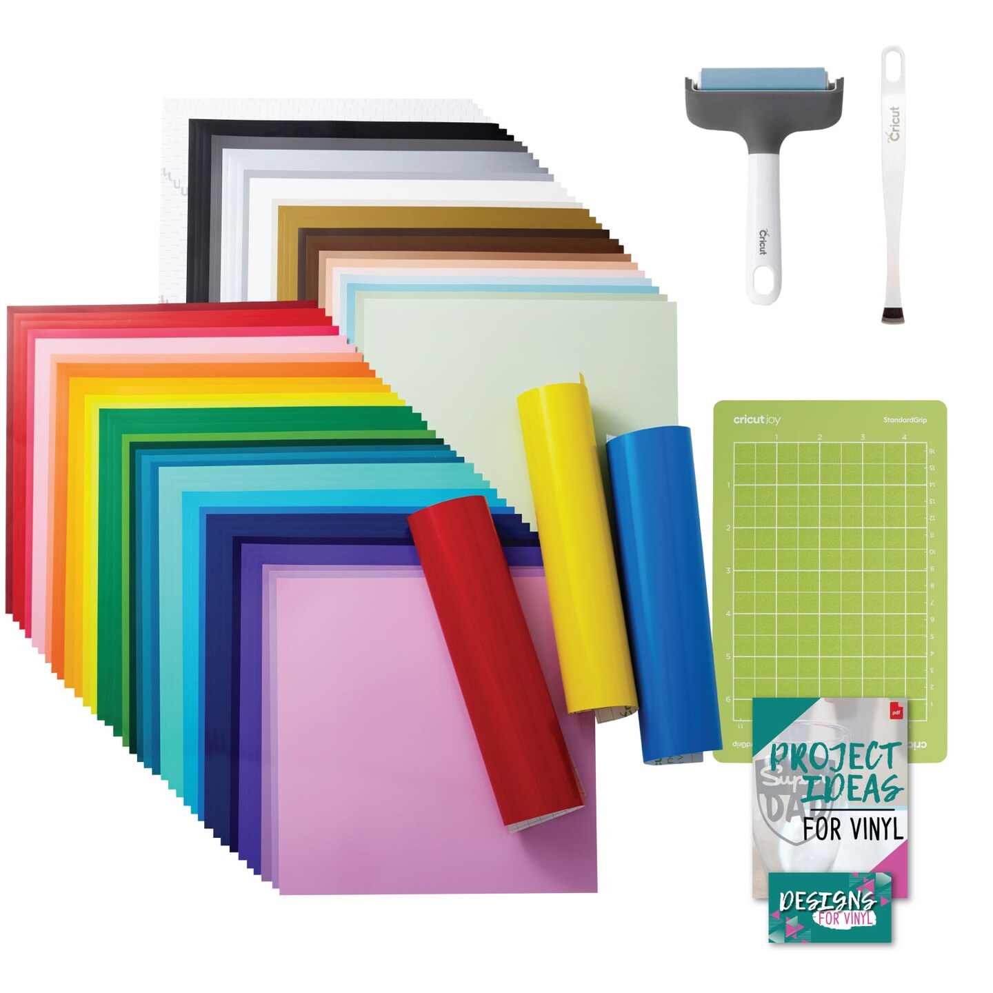 Cricut Permanent Vinyl 70ct Ultimate Sampler with Joy Standard Grip Mat