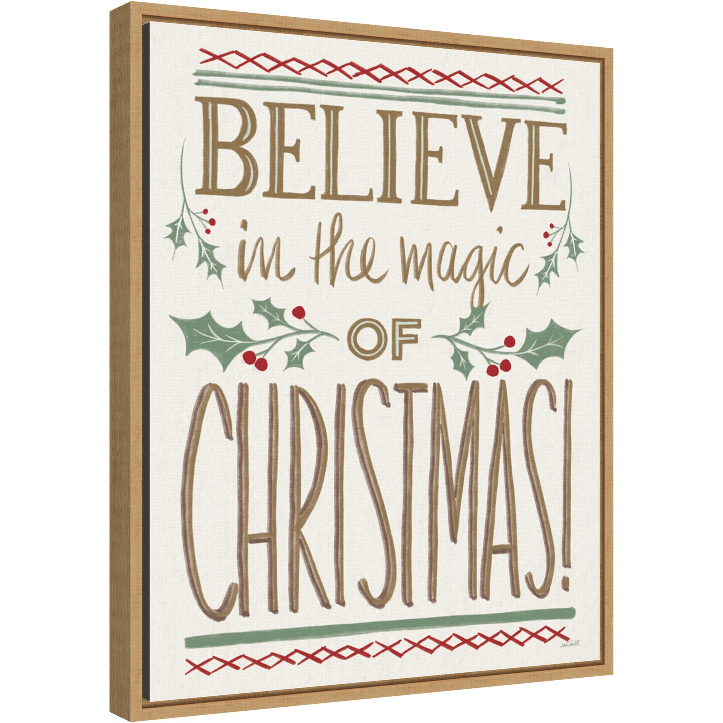 Believe in the Magic of Christmas by Anne Tavoletti 16-in. W x 20-in. H. Canvas Wall Art Print Framed in Natural