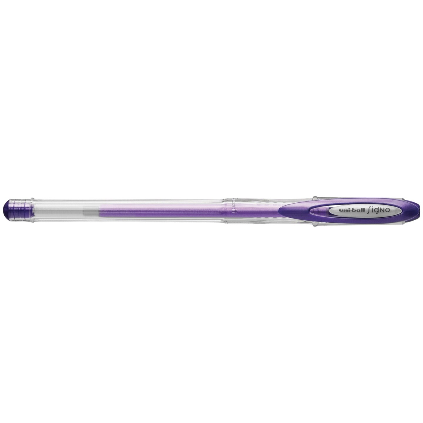 uniball Signo Metallic Gel Stick Pens, 0.7 mm, Violet, Pack of 12
