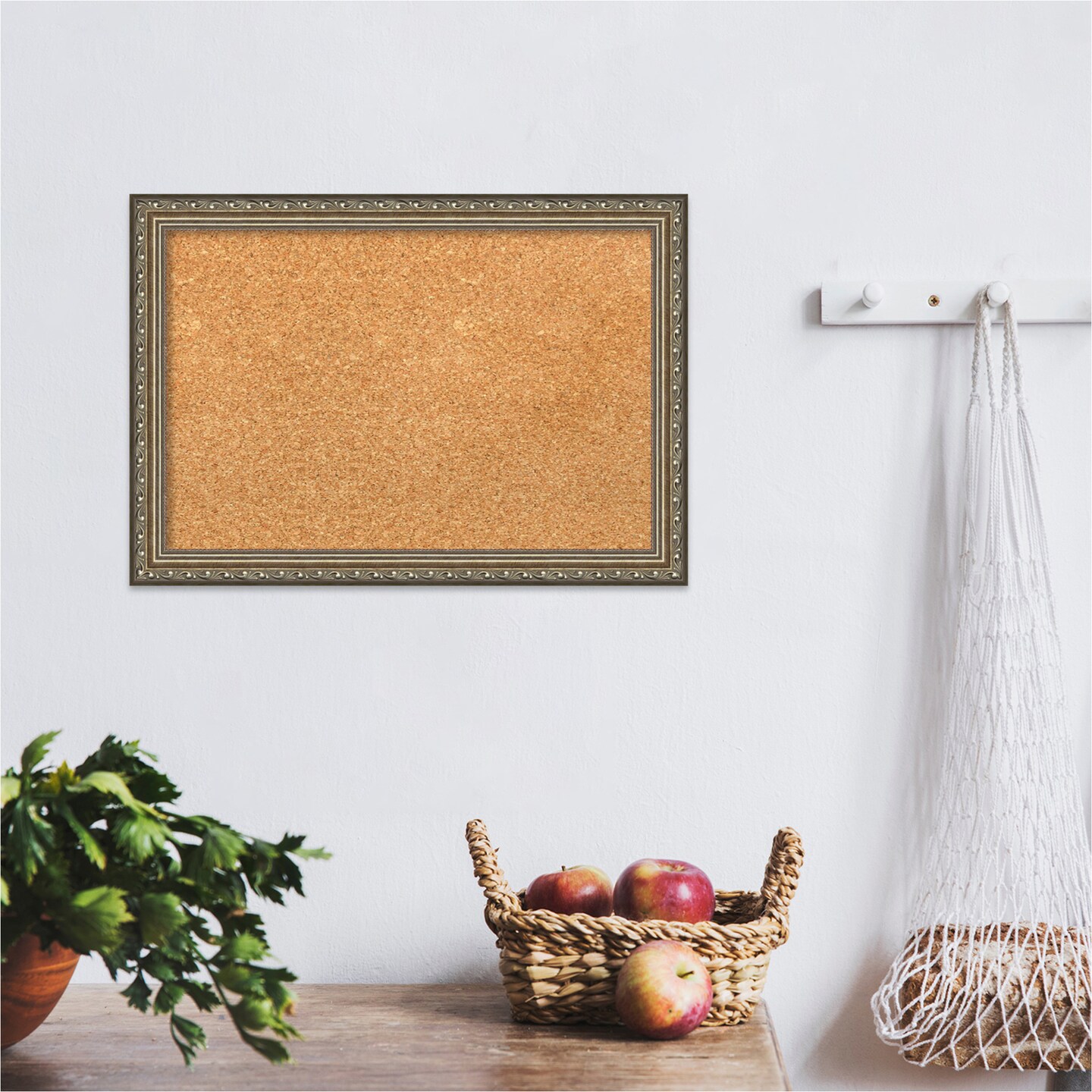 Cork Board, Parisian Silver Wood Frame - Bulletin Board, Organization Board, Pin Board