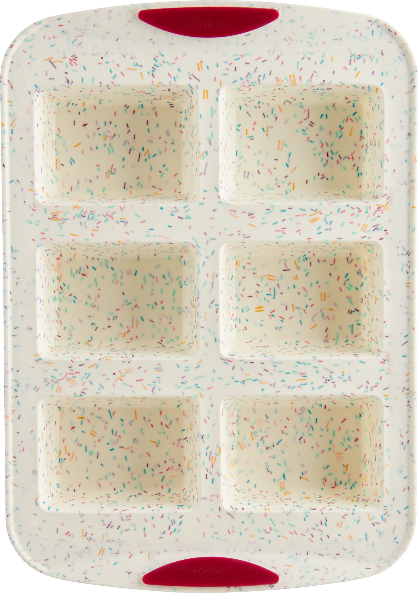 Trudeau Mini Loaf PanWhite Confetti/Fuchsia, 6 Cavity Stencils