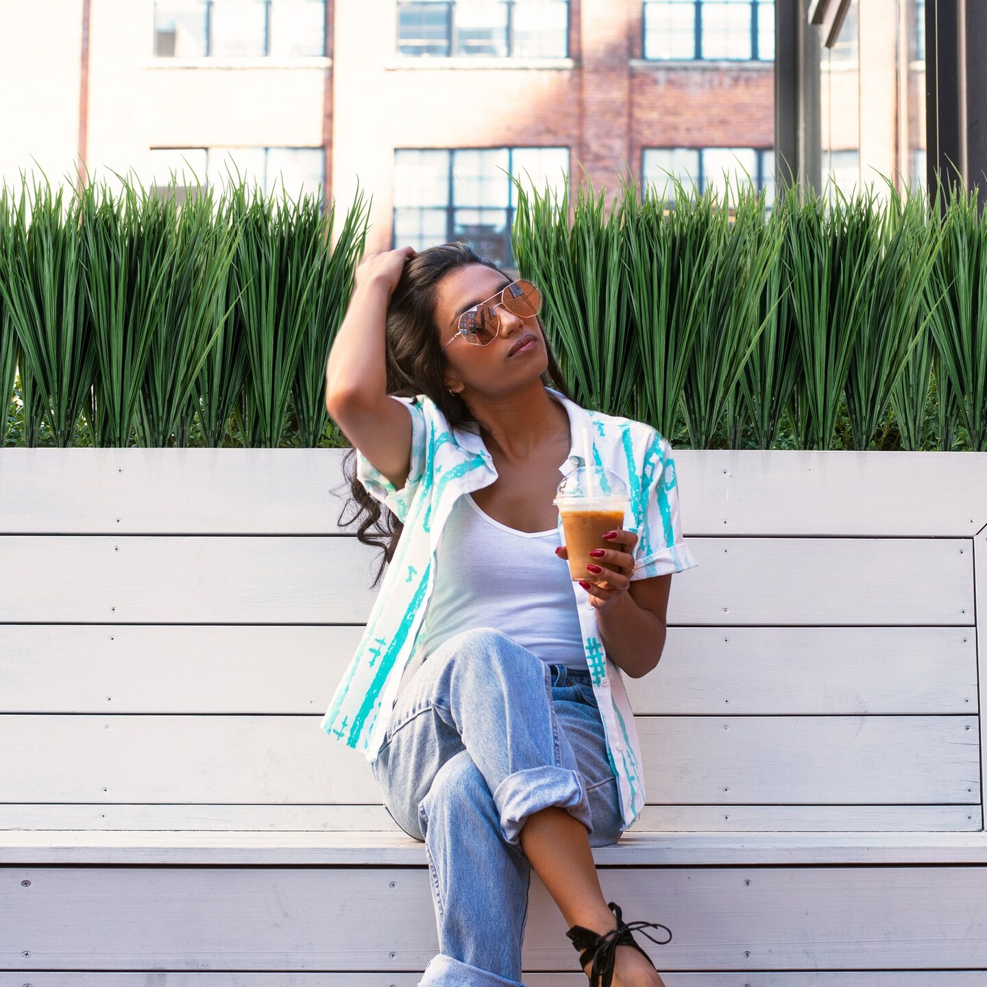 Grand Verde Wheat Grass Artificial Plants 20” Tall Greenery Shrubs Faux Leaves UV-Resistant Real-Touch Plastic Fake Bush, Bulk 6pcs