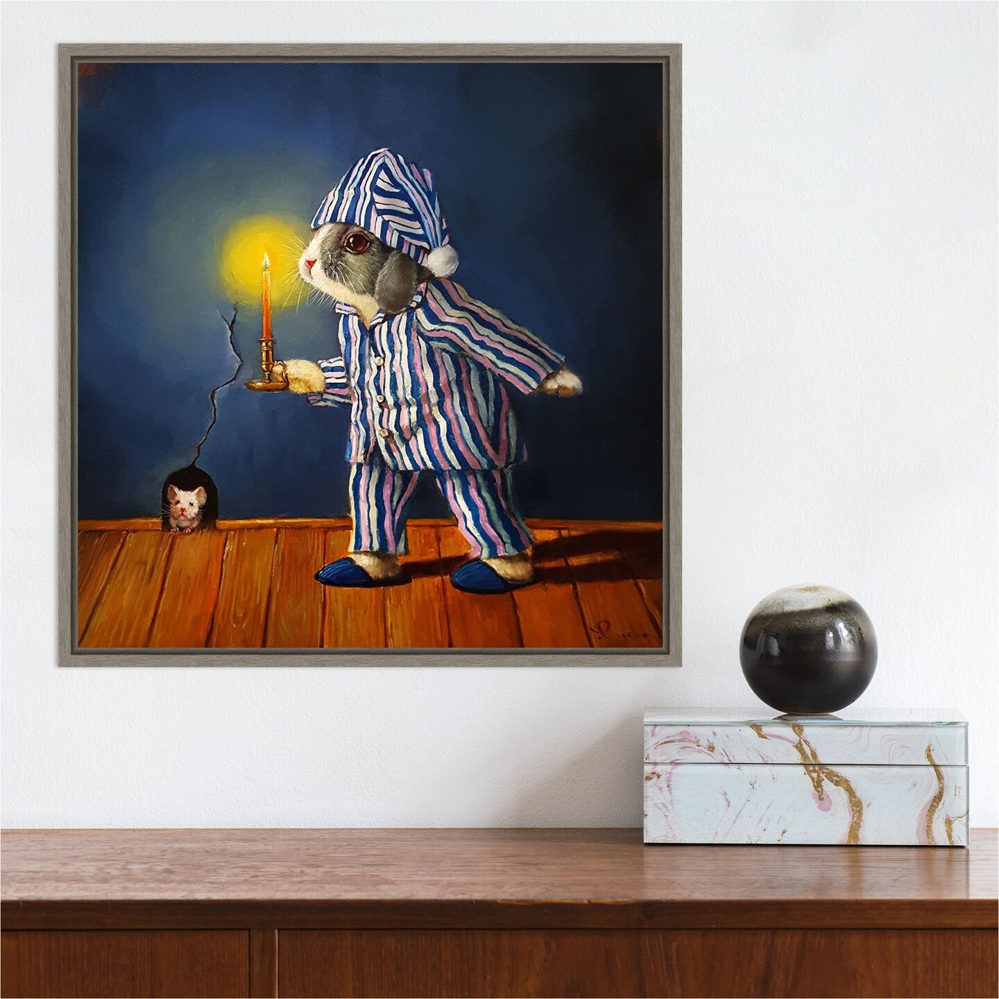 The Night Before Christmas Mouse by Lucia Heffernan Canvas Wall Art Print Framed