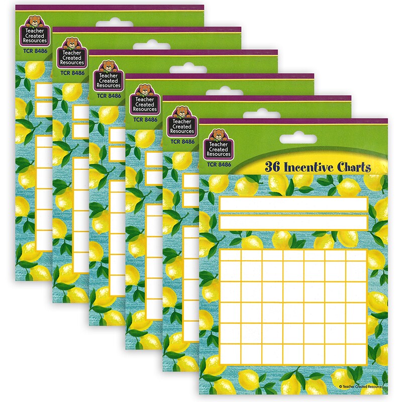 Lemon Zest Incentive Charts, 36 Per Pack, 6 Packs Stencils & Forms