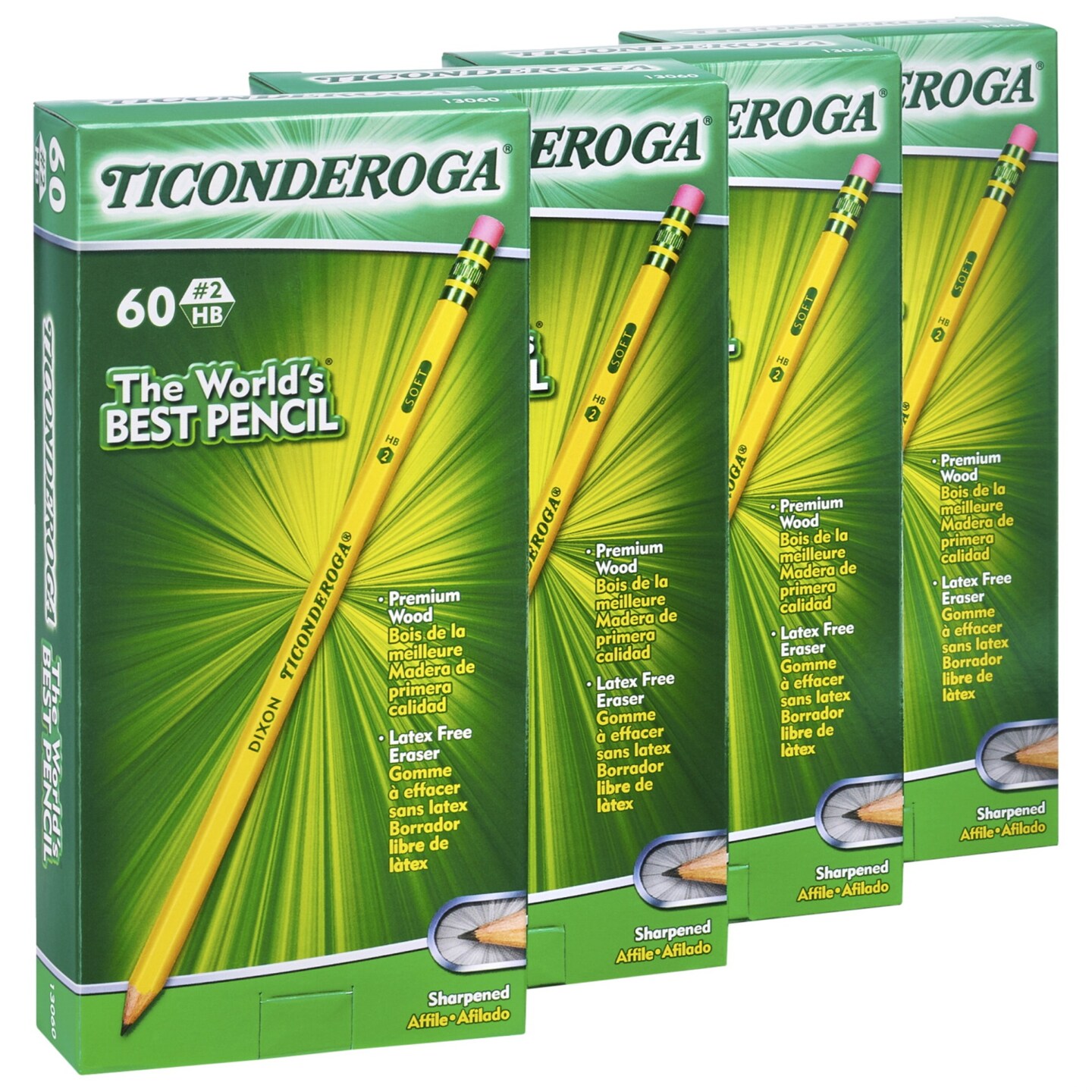 Ticonderoga Original Number 2 Pencils, Presharpened, Yellow, Pack of