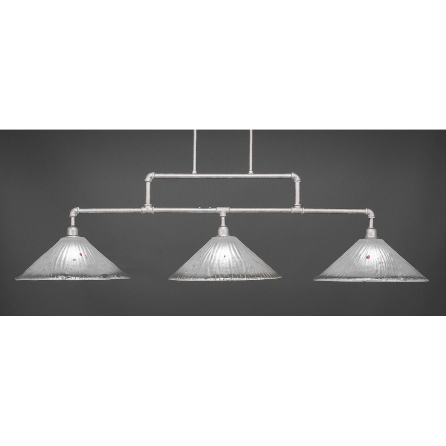 Vintage 3 Light Bar Shown In Aged Silver Finish With 16" Frosted