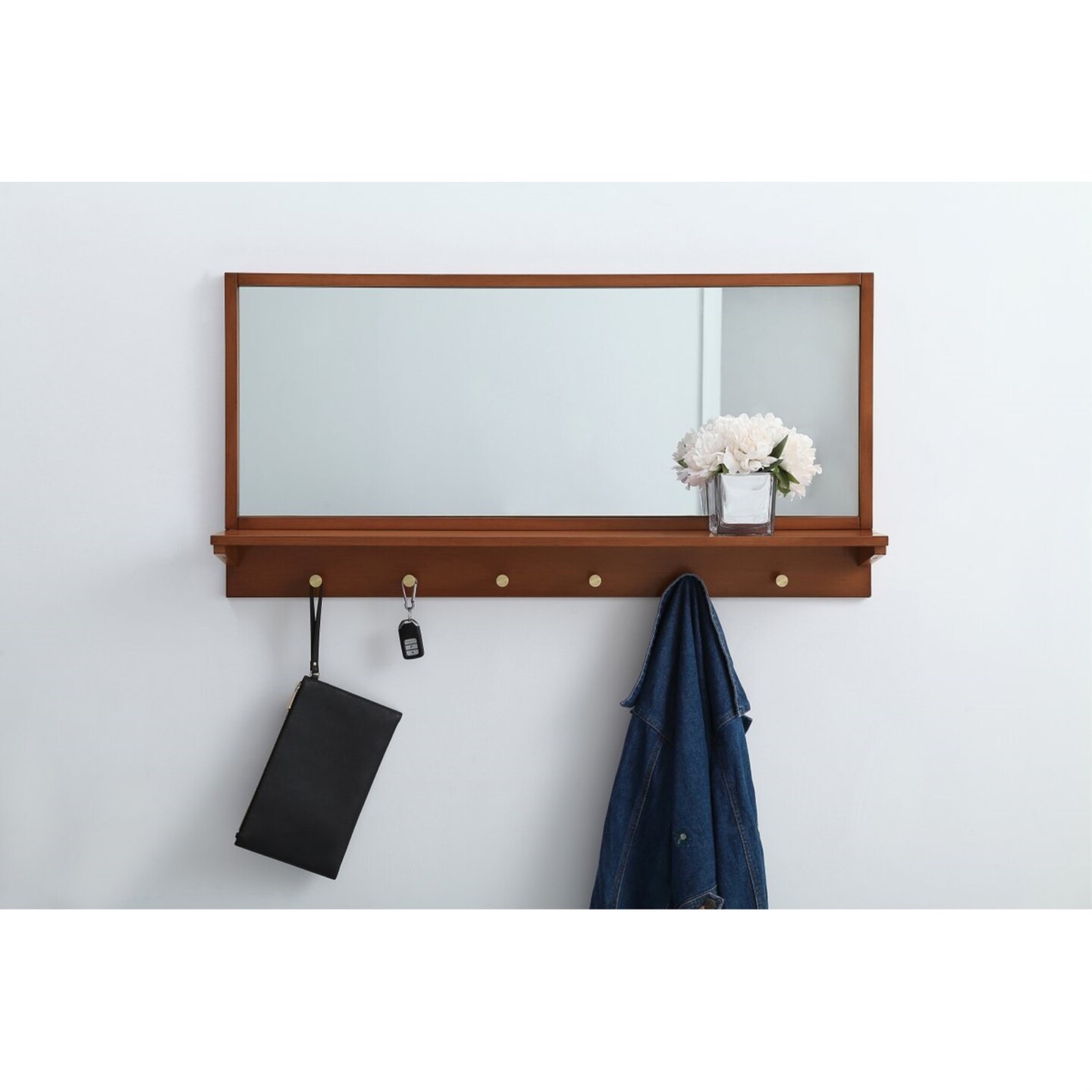 Entryway mirror with shelf 42 inch x 21 inch in pecan Mirrors Michaels