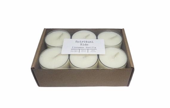 Cinnamon Vanilla Natural Soy Wax Tealights 12 Count  Hand Poured with Fragrant/Essential Oils