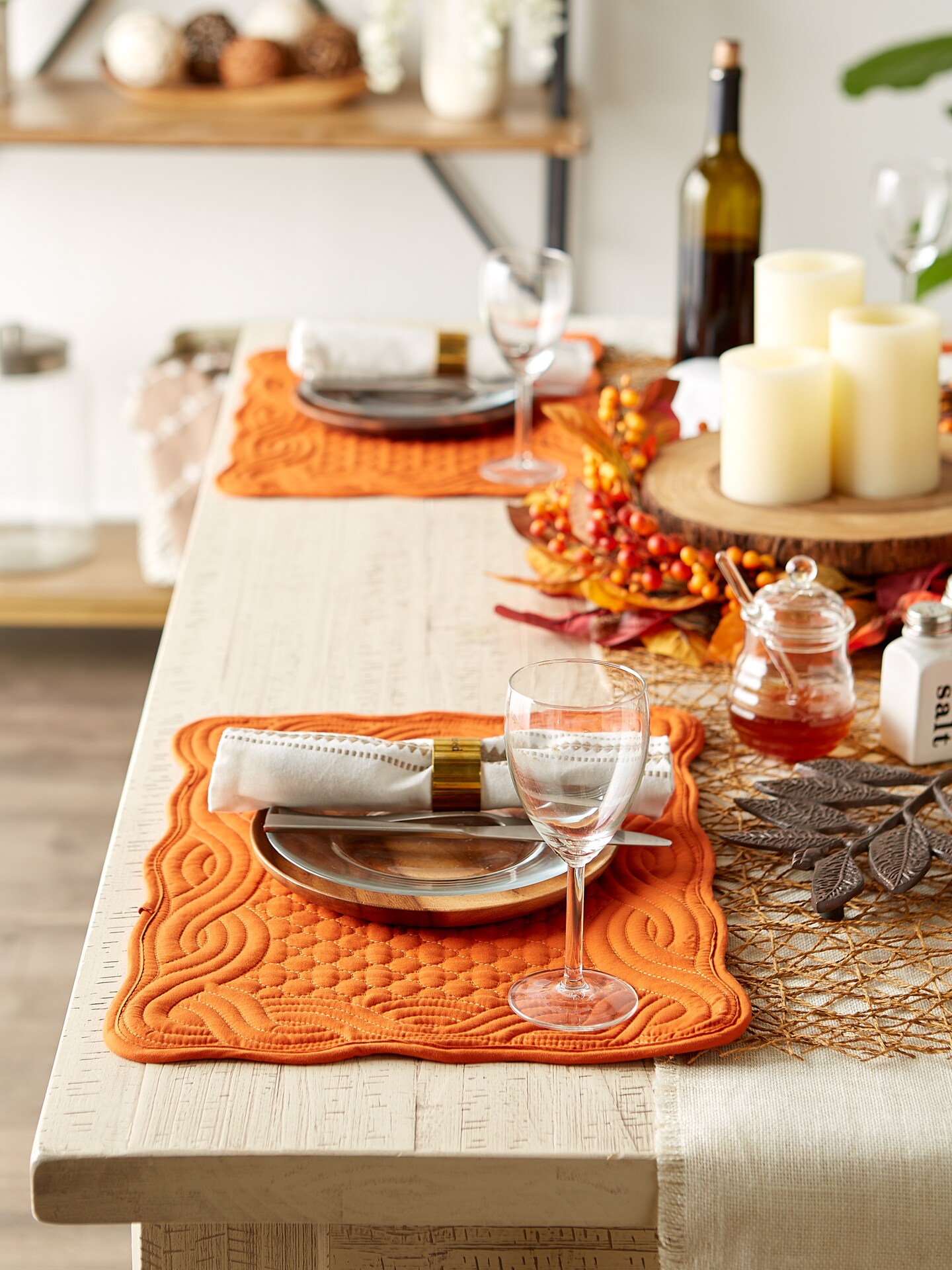 DII Pumpkin Spice Quilted Farmhouse Placemat (Set of 6)
