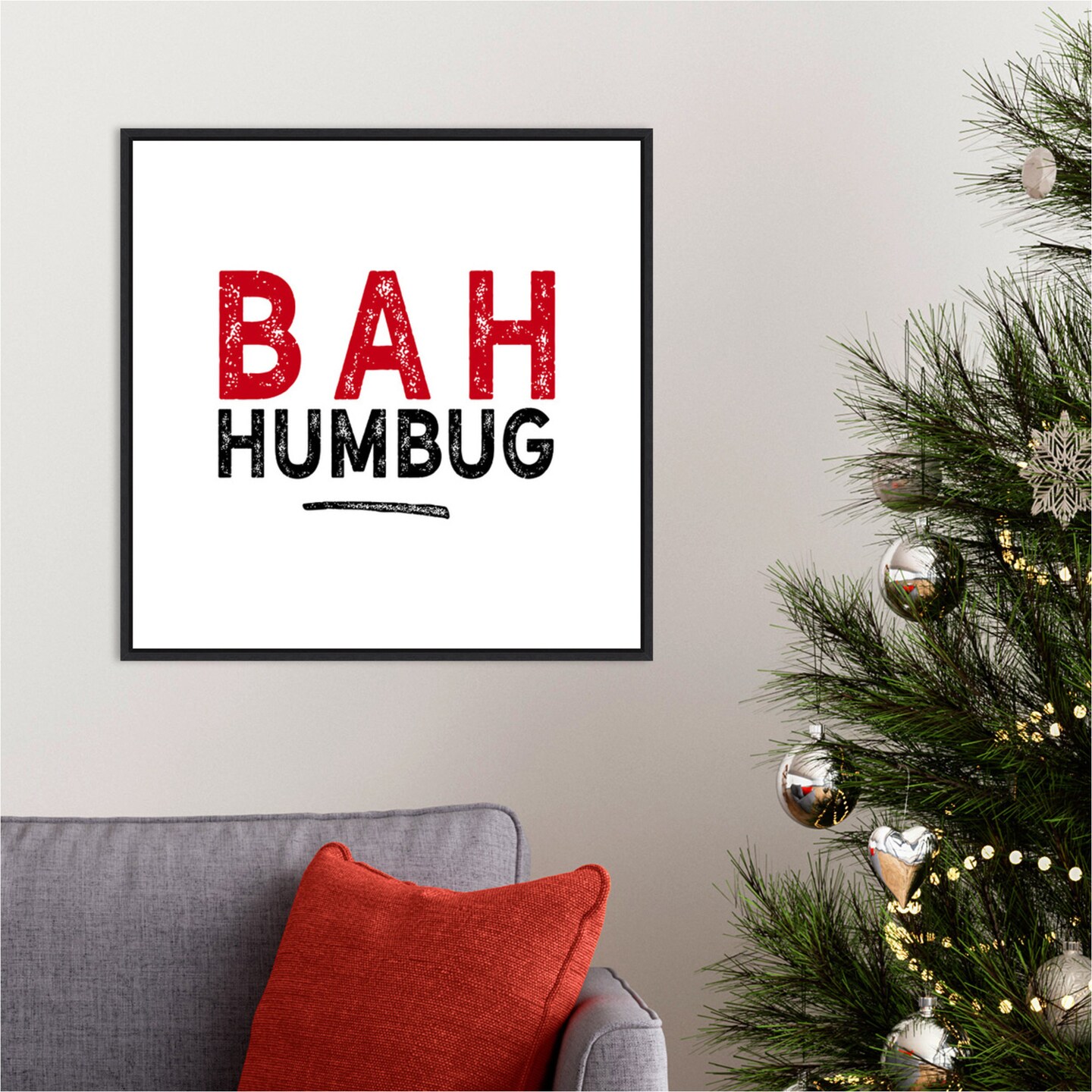 Bah Humbug Swash by Amanti Art Portfolio 22-in. W x 22-in. H. Canvas Wall Art Print Framed in Black