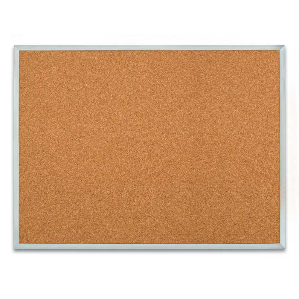 Satin aluminum framed corkboard with Cork fabric 24&#x22; x 18&#x22;