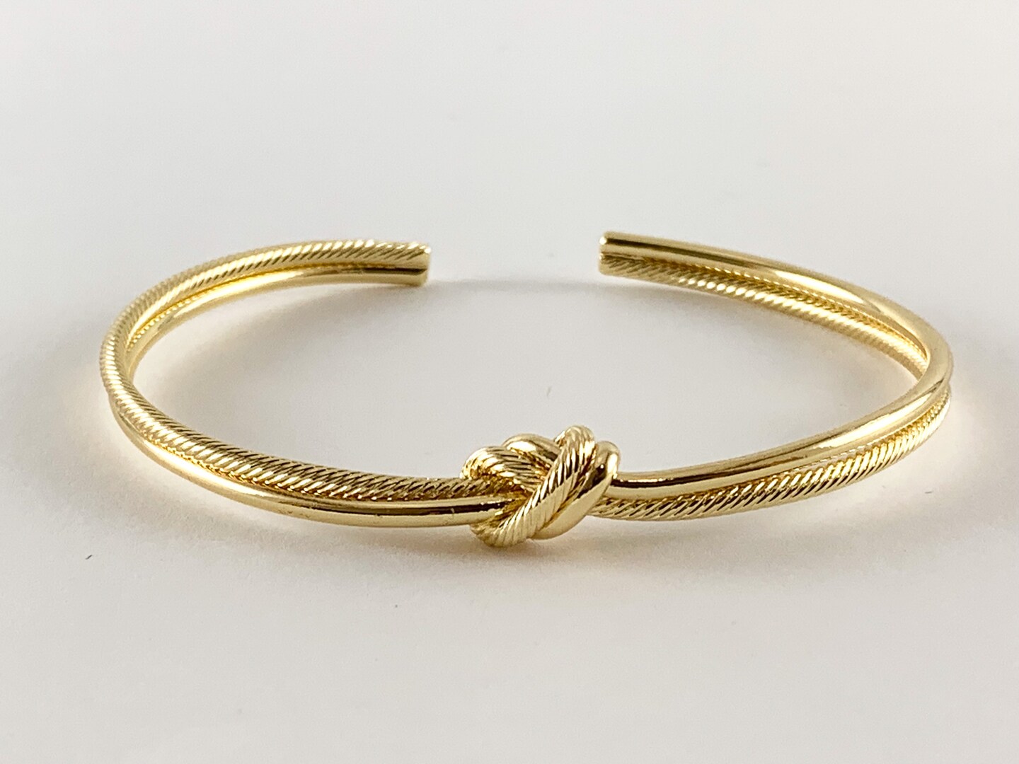 Real Gold 18K Plated Copper 2 Layers Knotted Adjustable Bracelet Cuffs 1 pc