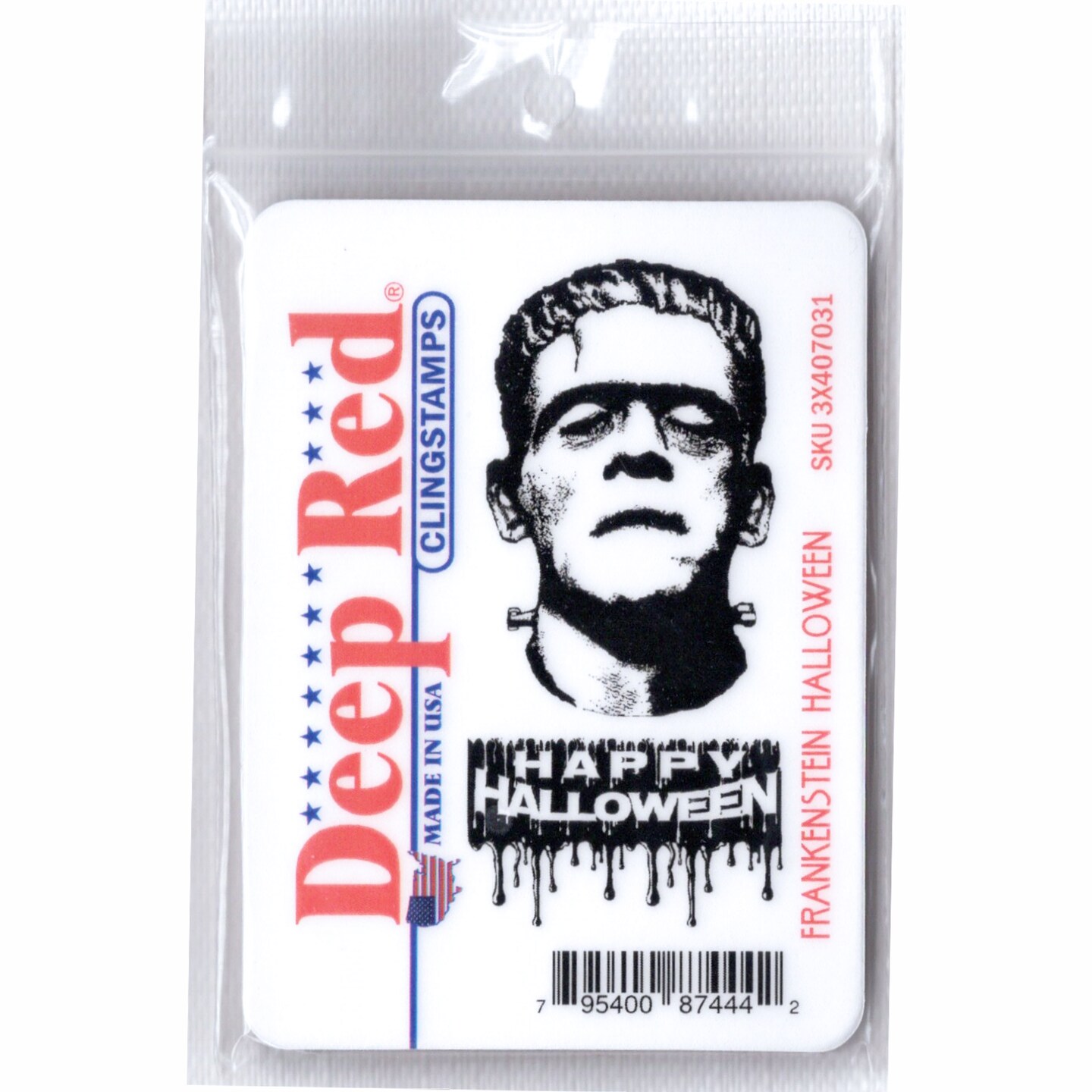 Deep Red Stamps Frankenstein Halloween Rubber Cling Stamp 1.5 x 3.2 inches