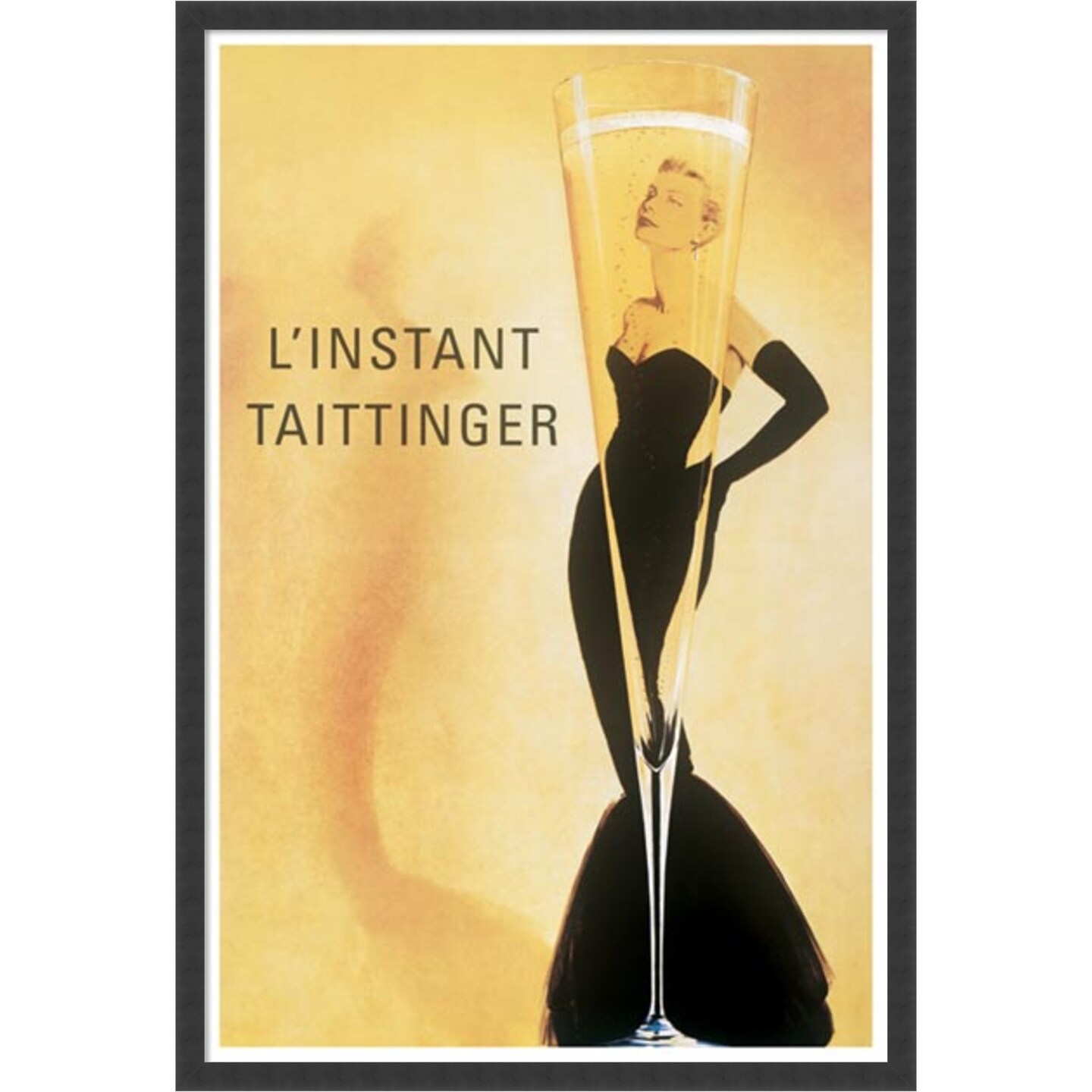 Amanti Art LInstant Taittinger by Vintage Framed Wall Art Print (25 in. W x 37 in. H), Simply Satin Black Frame