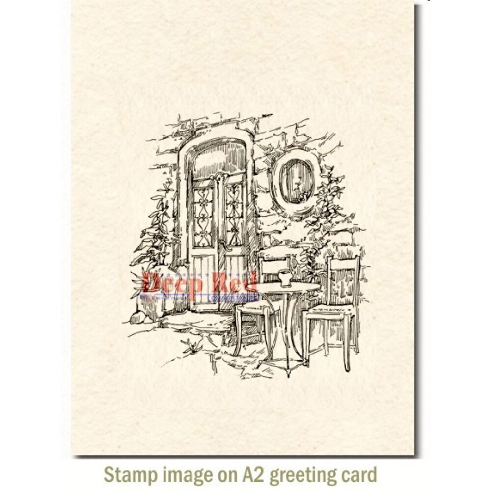 Deep Red Stamps Dining Alfresco Rubber Stamp 3 x 3.2  inches