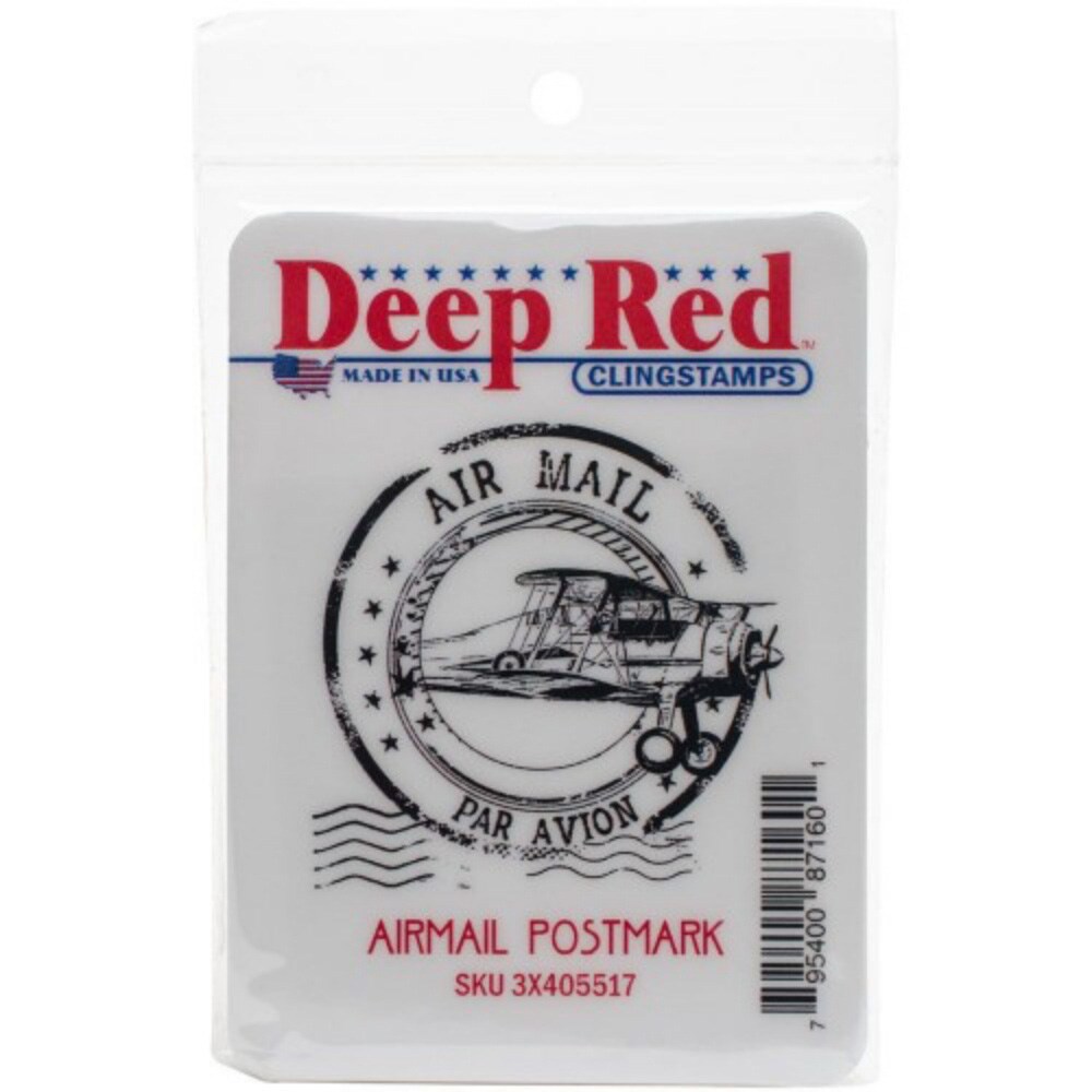 Deep Red Stamps Airmail Postmark Rubber Cling Stamp 2 x 2 inches