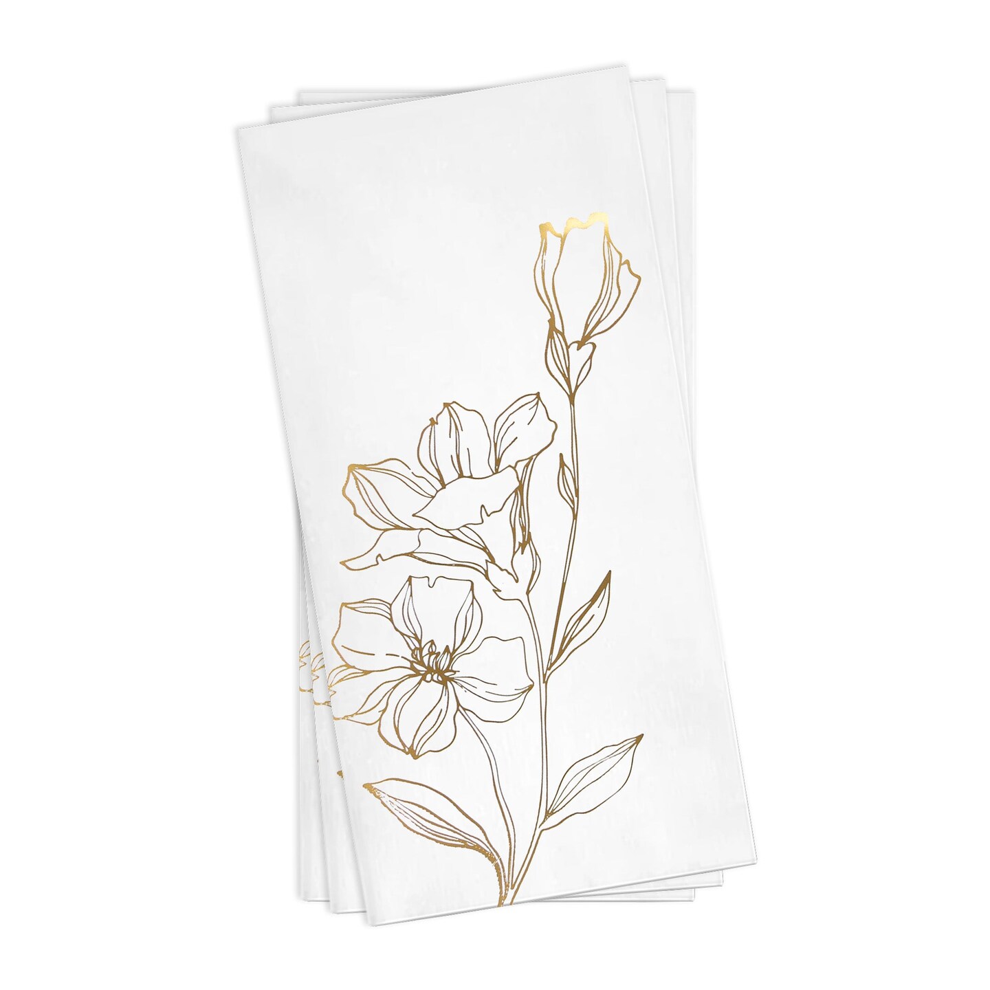 White with Gold Antique Floral Paper Dinner Napkins (600 Napkins
