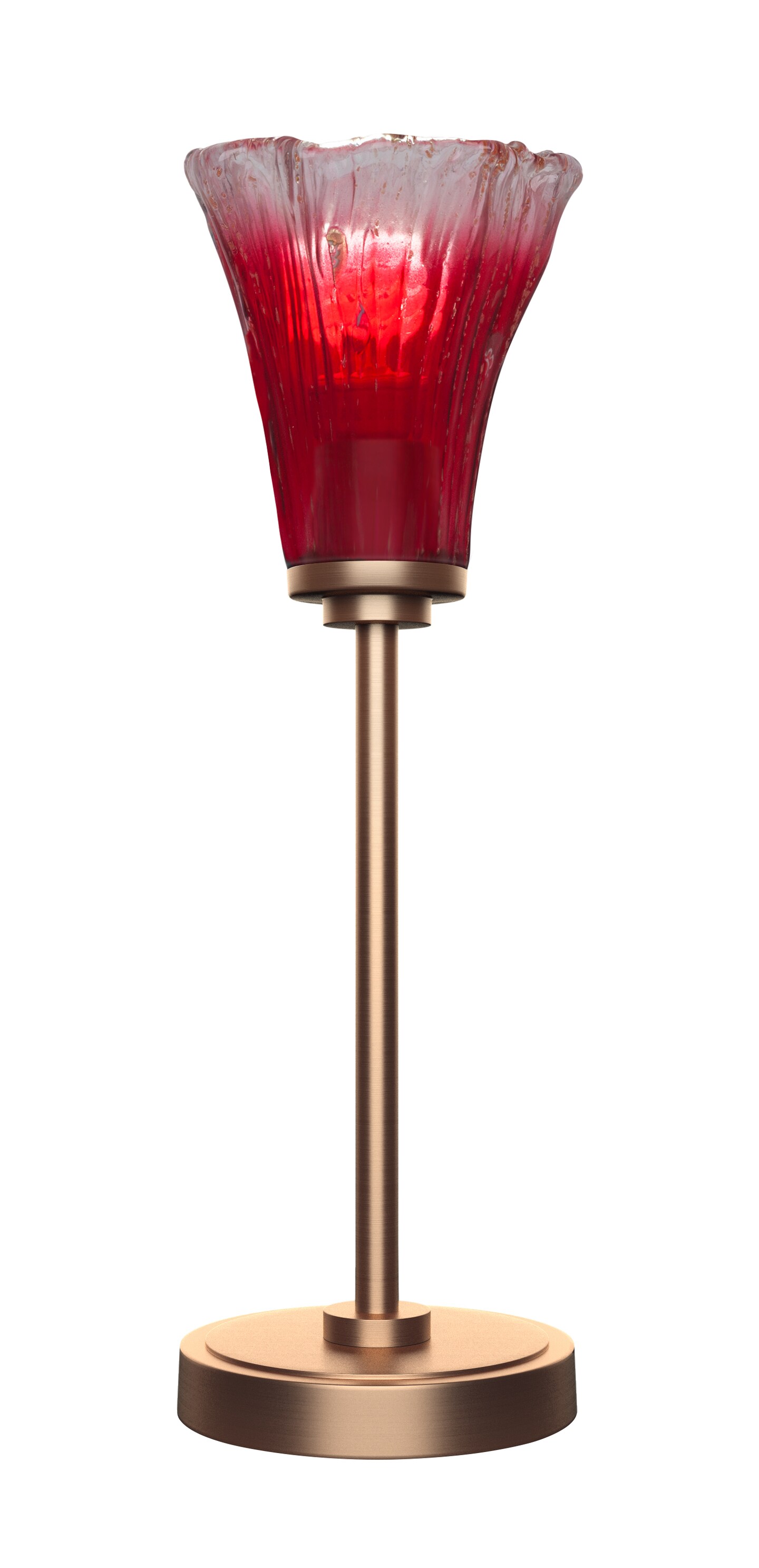 Luna Accent Table Lamp Shown In New Age Brass Finish With 5.5&#x22; Fluted Raspberry Crystal Glass