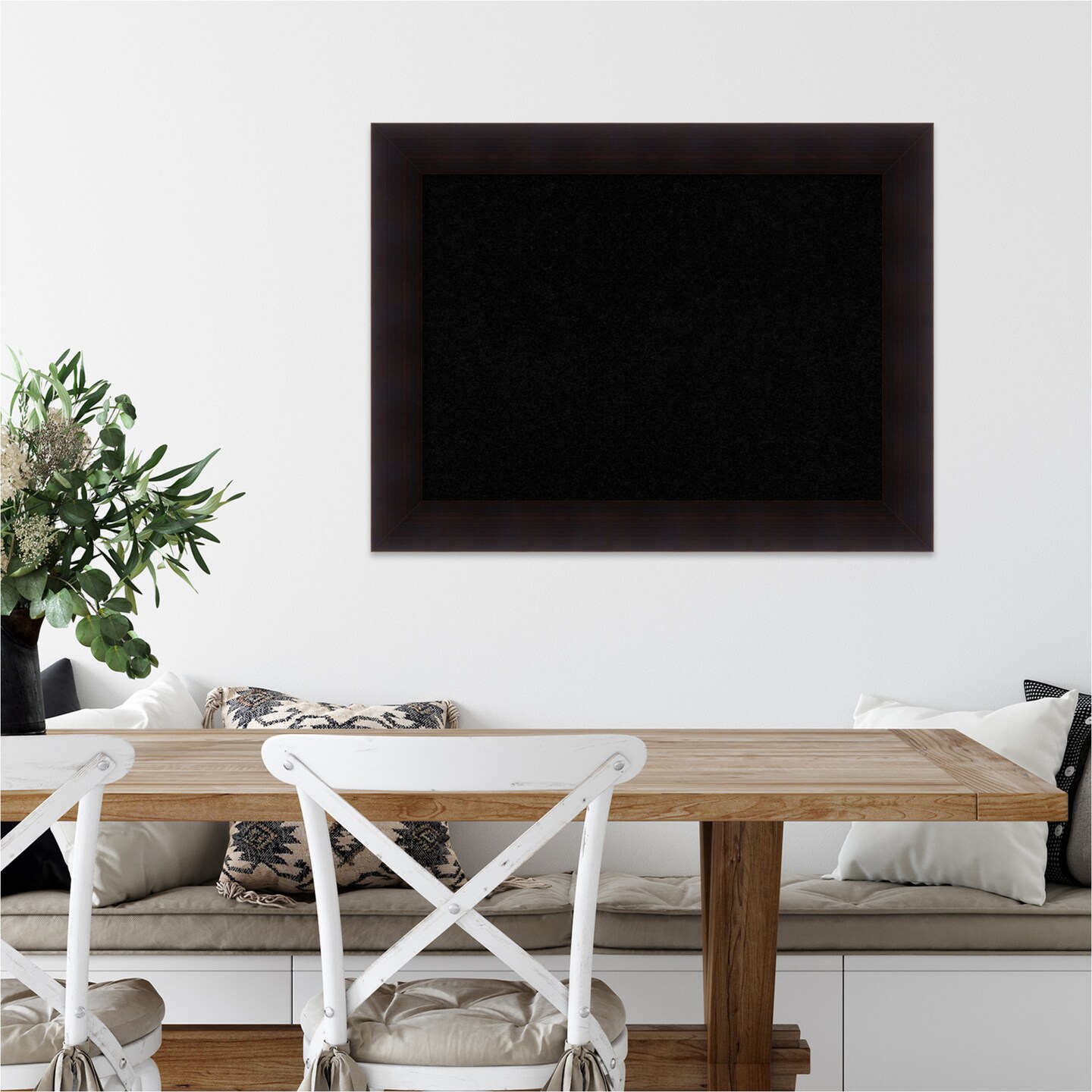 Black Cork Board (34 in. x 26 in.), Portico Espresso Wood Frame - Bulletin Board, Organization Board, Pin Board