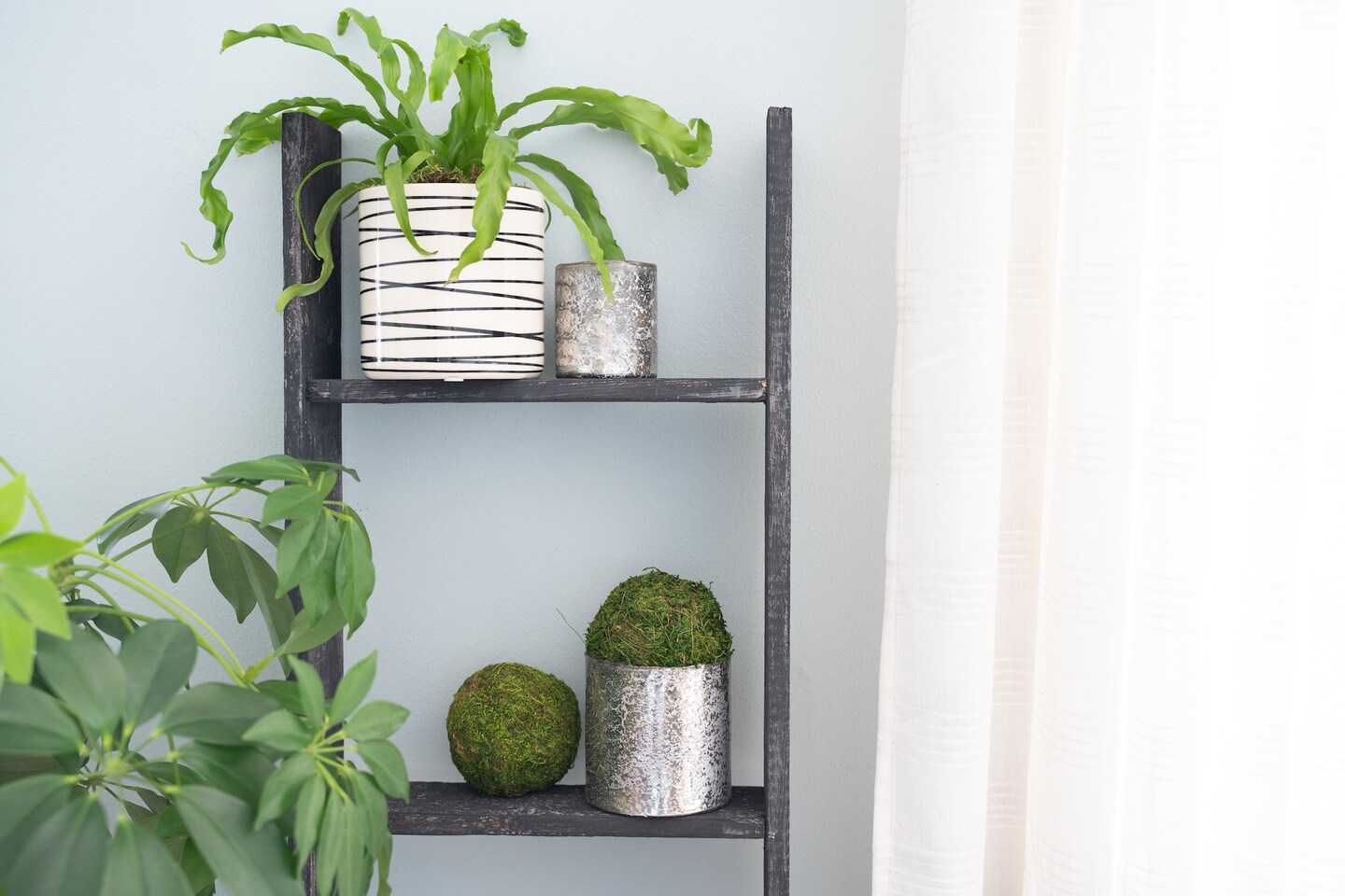 Rustic Farmhouse 4ft Reclaimed Wood Decorative Bookcase Picket Ladder