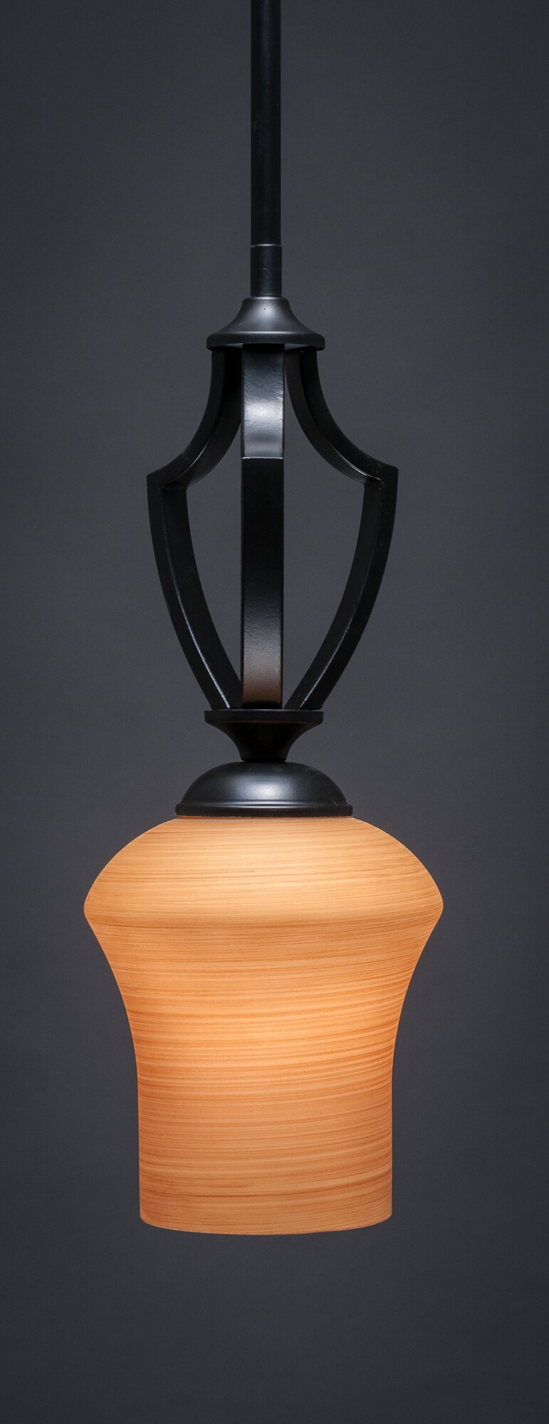 Zilo 1 Light Mini Pendant Shown In Matte Black Finish With 5.5 Zilo Cayenne Linen Glass