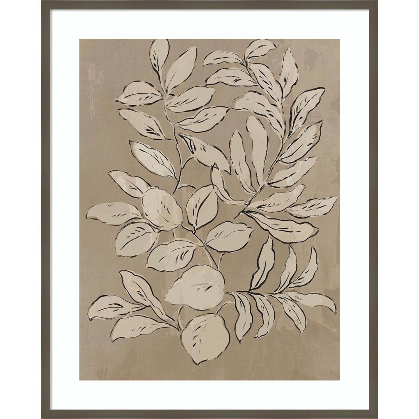 Leaves Sketches II by Asia Jensen Wood Framed Wall Art Print 33 in. W x ...