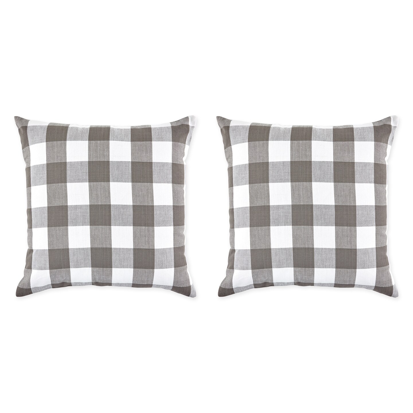 DII Gray White Buffalo Check Pillow 20x20 Set 2