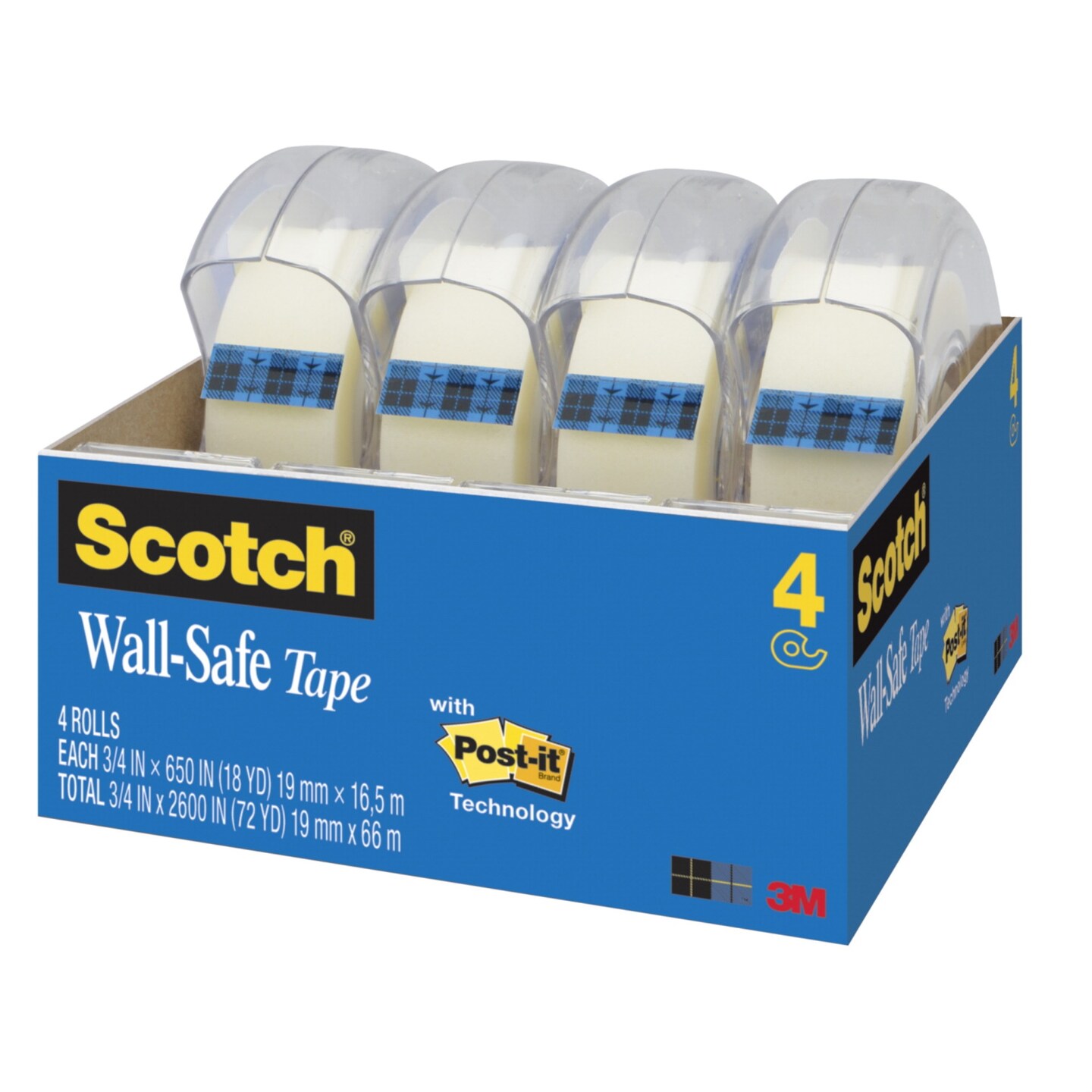 Scotch Wall Safe Tape, 0.75 x 650 Inches, Pack of 4 Correction Fluid