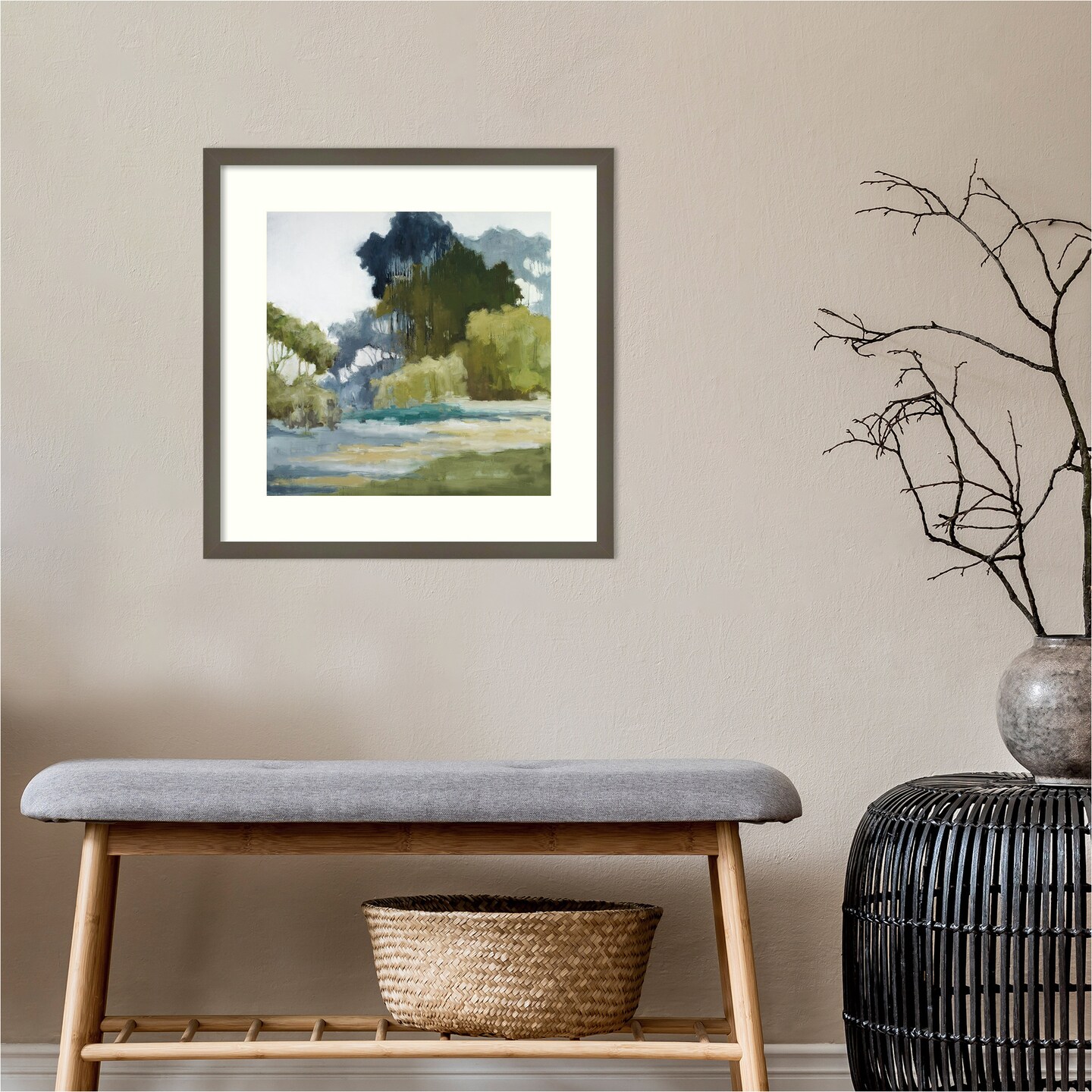 Bean Fields Tall Trees by Jacqueline Ellens Wood Framed Wall Art Print