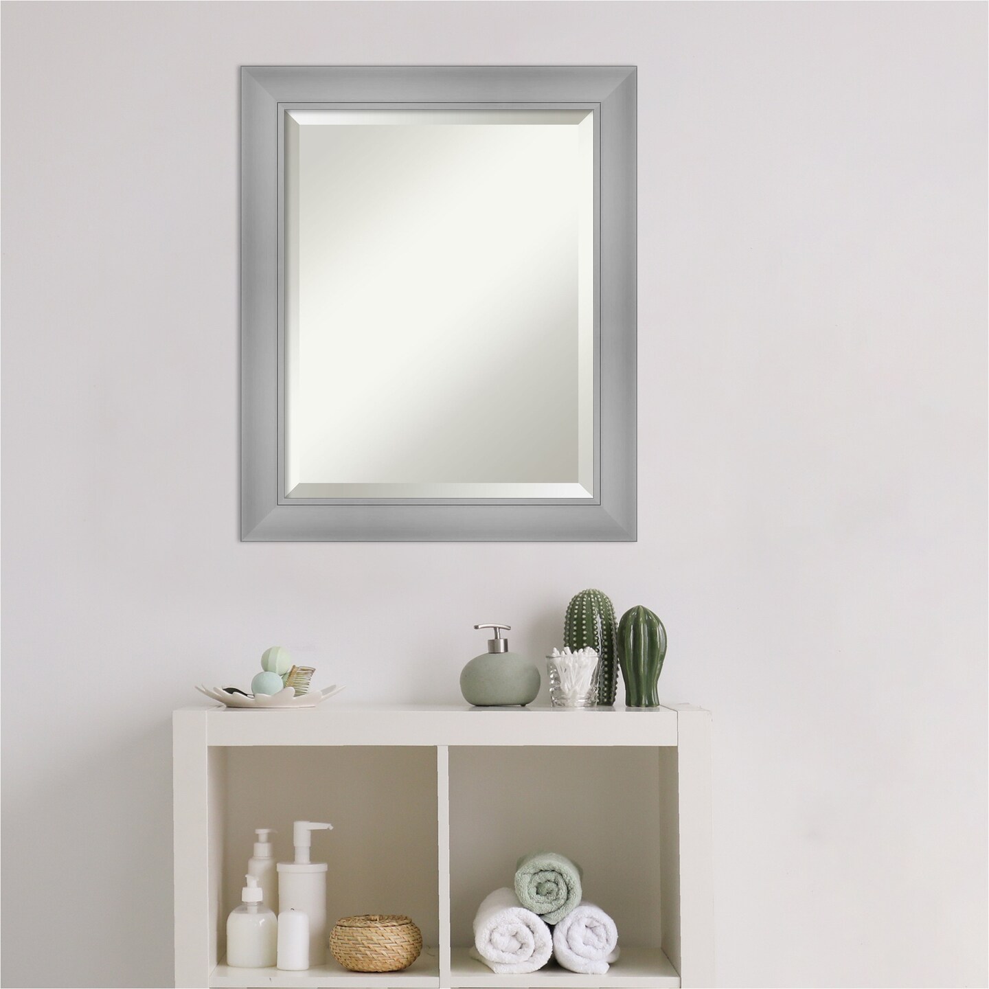 Beveled Bathroom Wall Mirror, Flair Frame