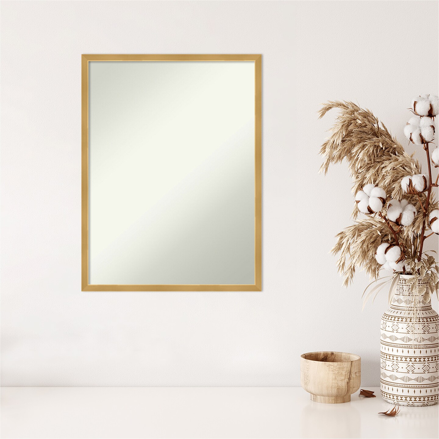 Amanti Art Non-Beveled Wood Wall Mirror, Svelte Clay Grey Frame
