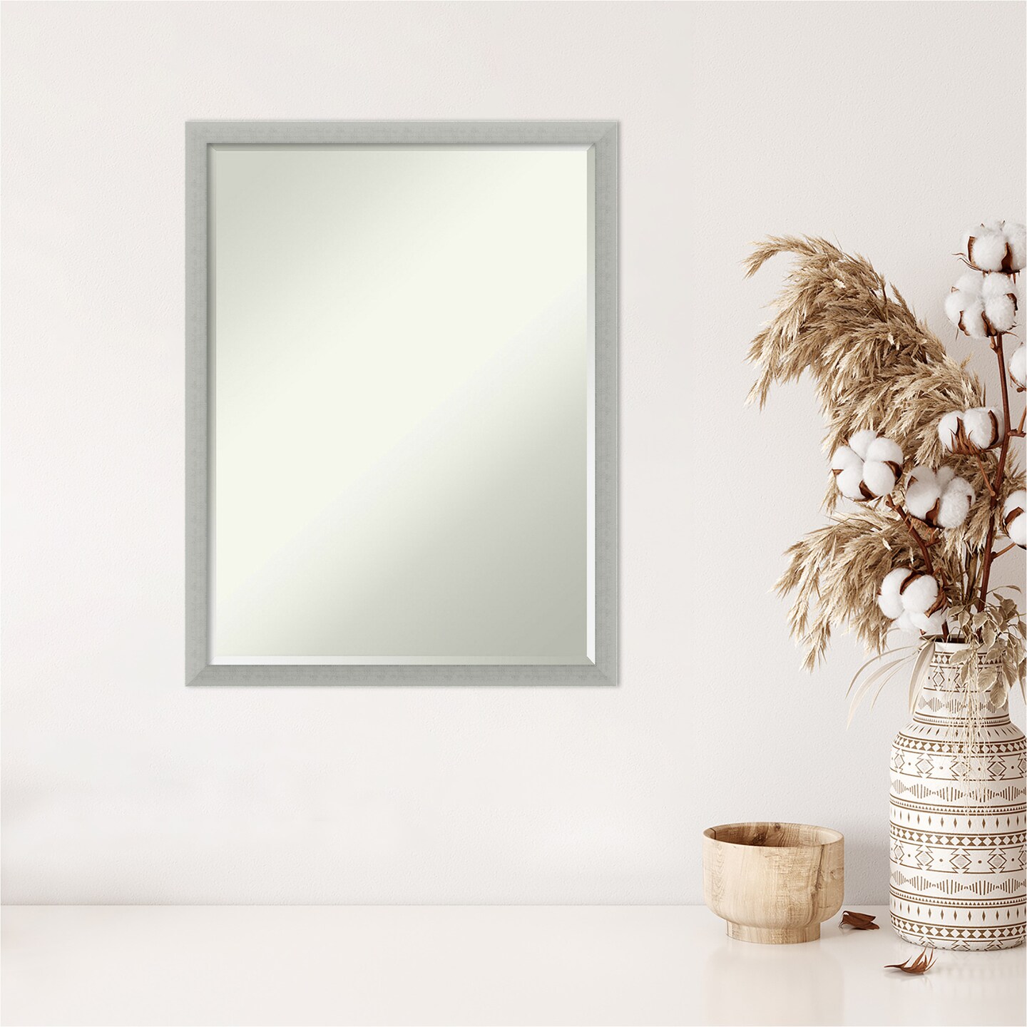 Petite Bevel Wood Wall Mirror, Silver Leaf Frame