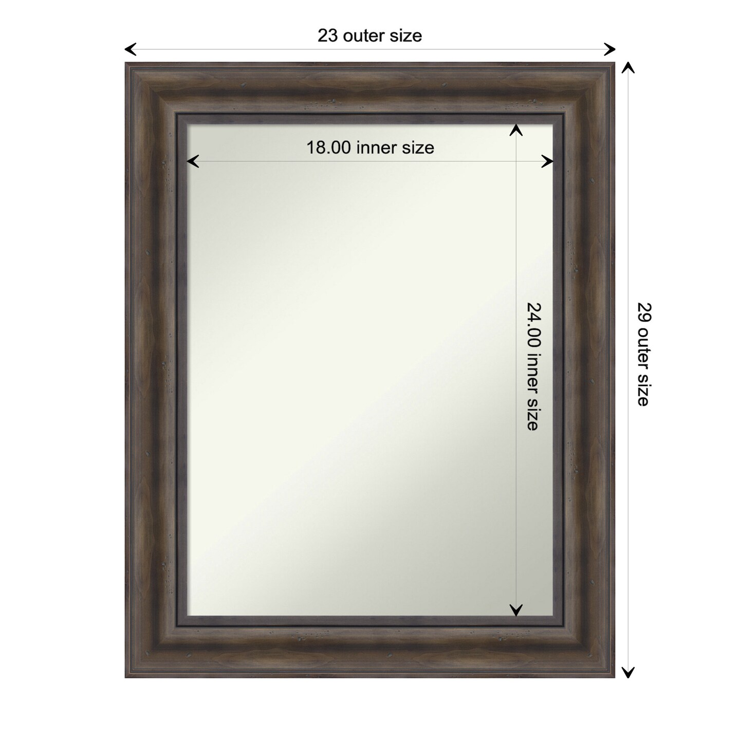 Amanti Art Non-Beveled Wood Wall Mirror, Rustic Pine Frame
