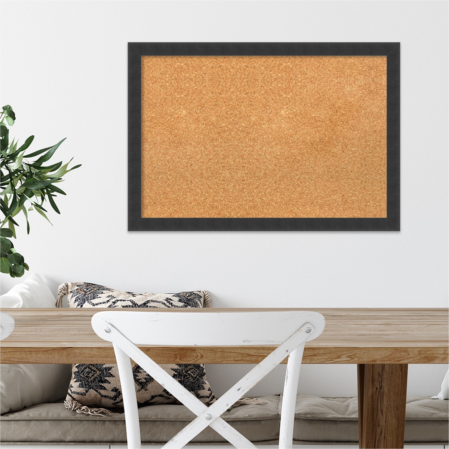 Cork Board, Mezzanotte Black Wood Frame - Bulletin Board, Organization Board, Pin Board