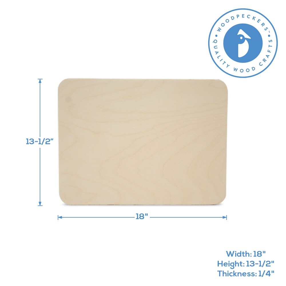 Wood Rectangle Plaque , 1/4 Thick Rounded Edged Blank Wood Sign | Woodpeckers