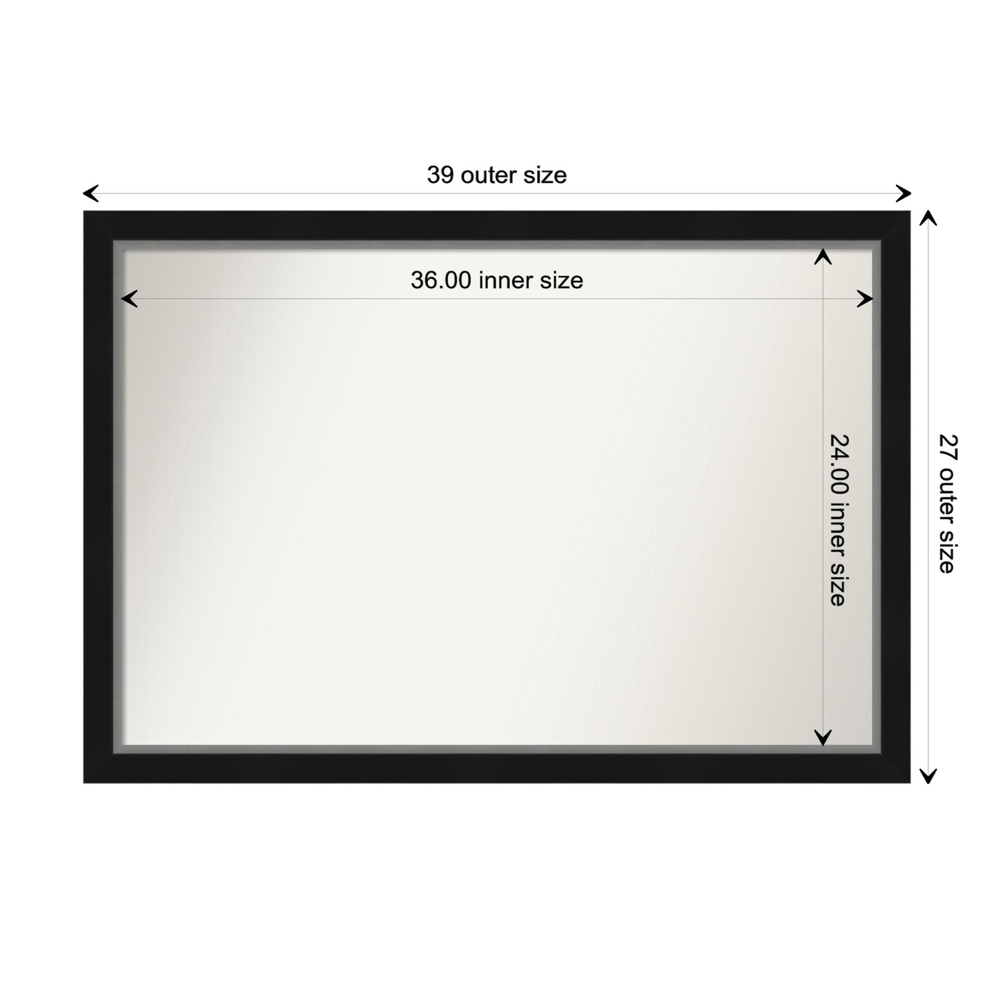 Amanti Art Non-Beveled Wall Mirror, Eva Black Silver Narrow Frame