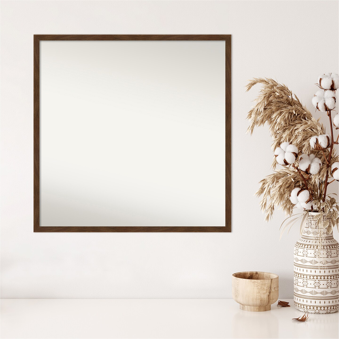 Amanti Art Non-Beveled Wood Wall Mirror, Carlisle Blonde Narrow Frame