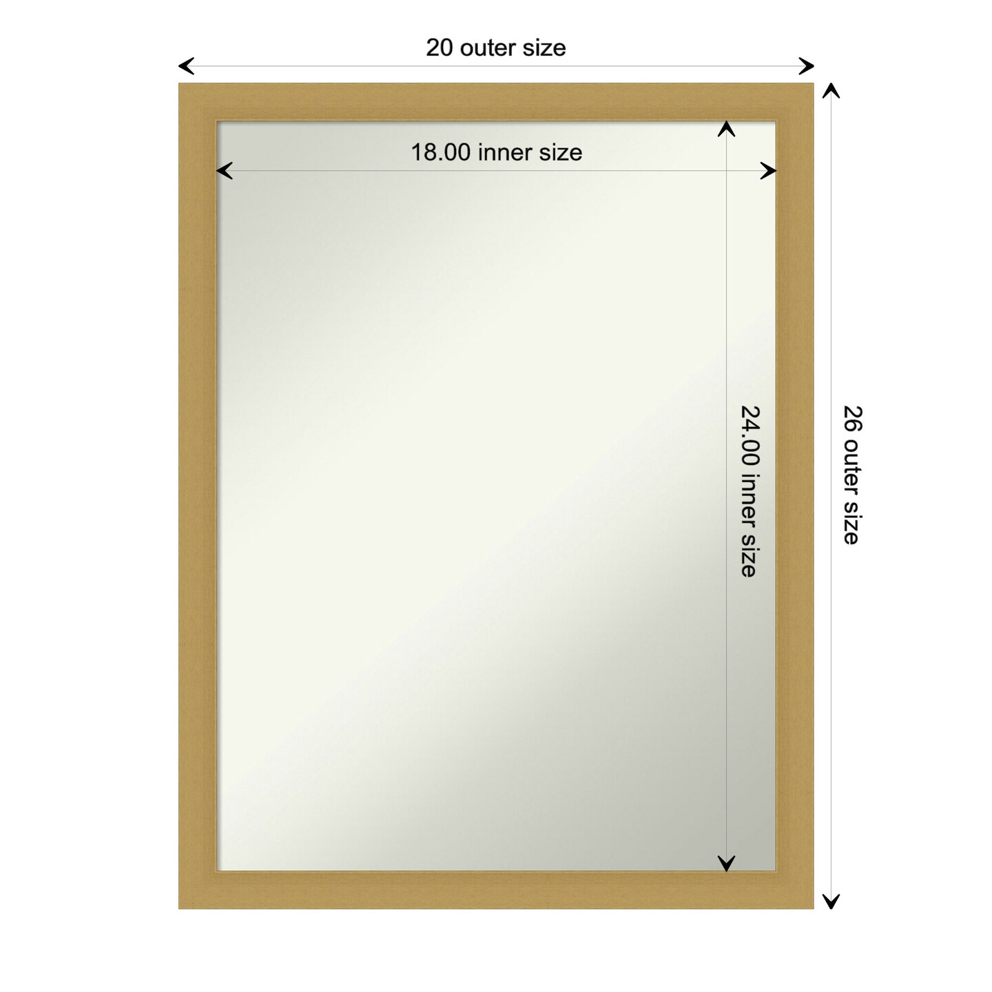 Amanti Art Non-Beveled Wall Mirror, Grace Brushed Narrow Frame