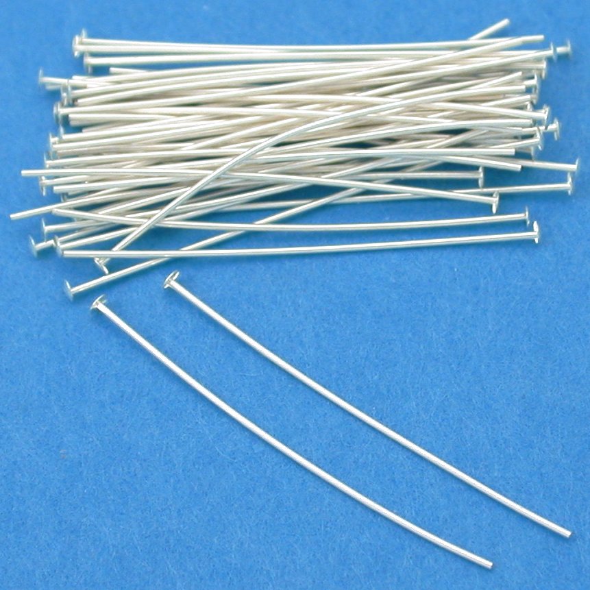 50 Sterling Silver Headpins Head Pins 26 Gauge 1 Inch