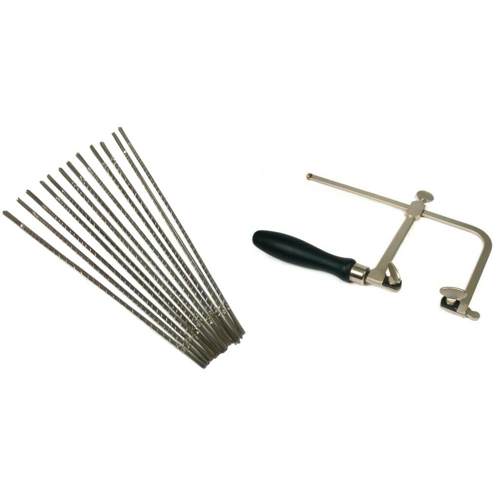 Adjustable Hand Jewelers Saw Frame w/ 12pcs Cutting Blades JEWELRY MAKING TOOLS