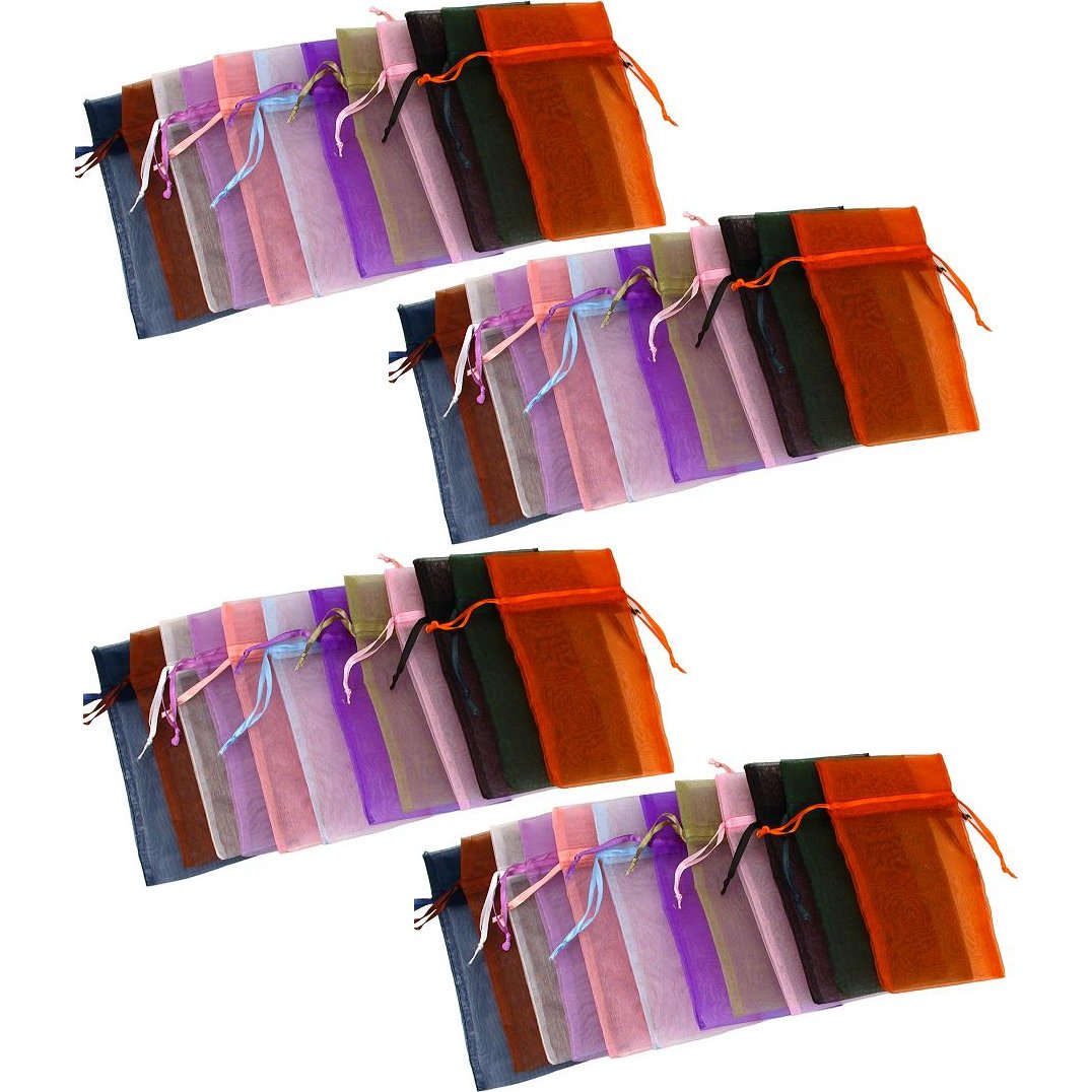 48 Organza Drawstring Pouches Gift Bags Assorted Colors 4x5&#x22;