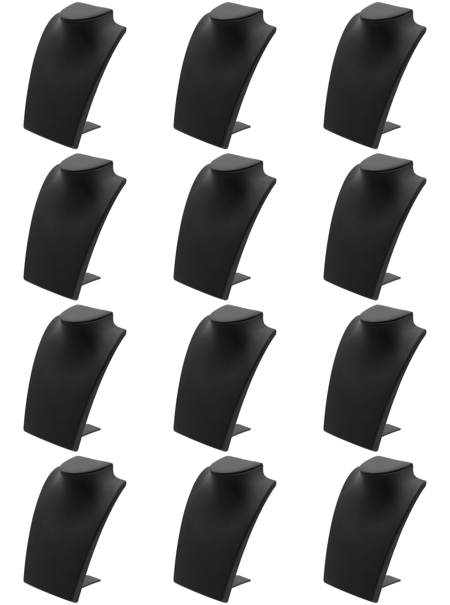 Black Leather Bust with Retractable Stand Jewelry Display 8 1/4&#x22; Tall, Set of 12