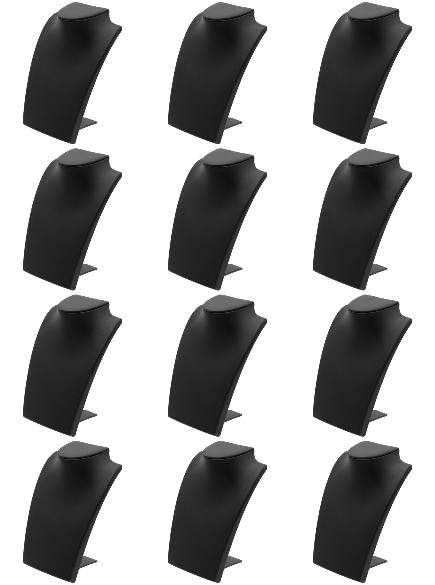 Black Leather Bust with Retractable Stand Jewelry Display 8 1/4" Tall, Set of 12