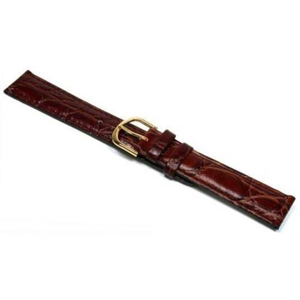 3 Brown Leather Watch Band &#x26; Deployment Buckle 18mm
