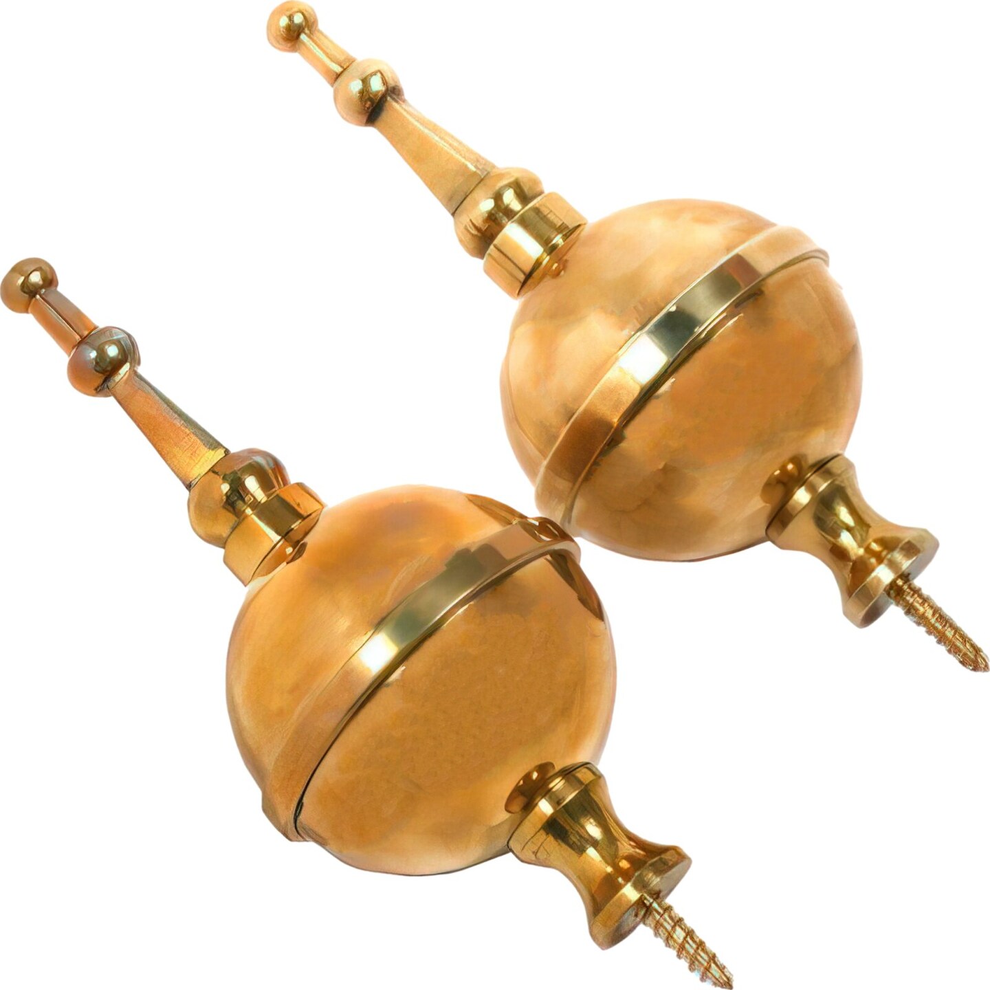 2 Finial Spire Clock Repair Part Brass Round 4 1/4&#x22;