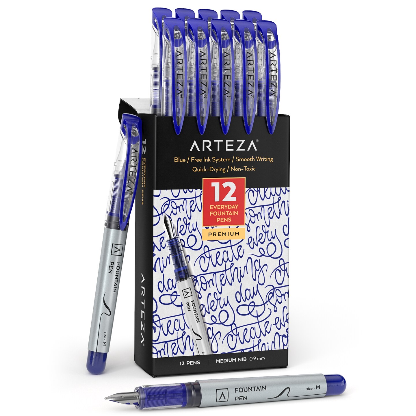 Arteza Disposable Fountain Pens, Blue 12 Pack Fountain Pens Michaels