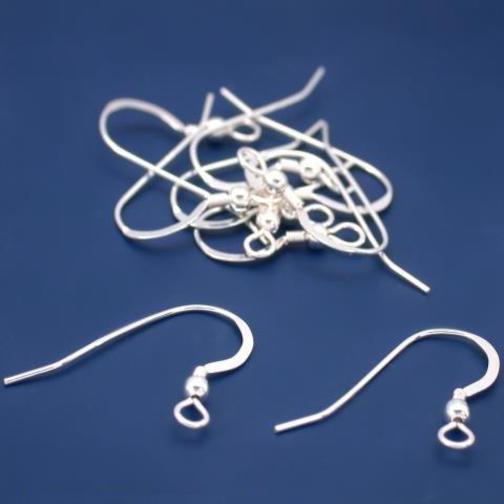 10 Fish Hook Earrings Sterling Silver Earwires W/Coil