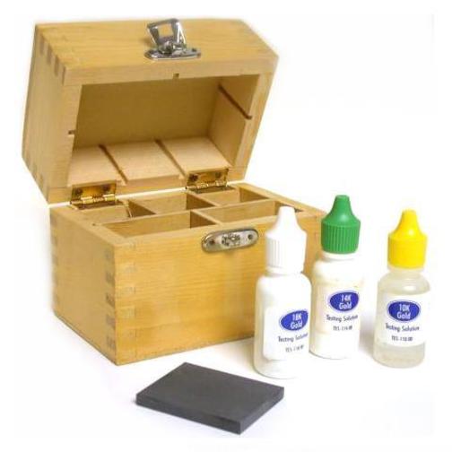 Gold Acid Test Kit 10k,14k,18k,Testing Stone & Wood Box