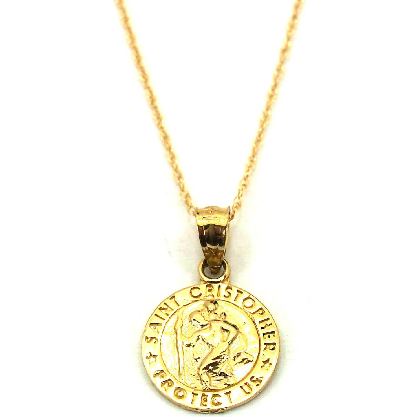 14K Gold St Christopher Charm 18&#x22; Chain Jewelry